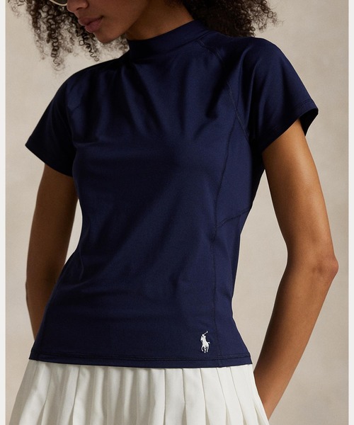 ヴィ•トゥエルヴ★ストレッチ★モックネック★シャツ【レディース サイズ1（M）】 RLX tシャツ 半袖 ストレッチ ジャージー ショートスリーブ モック