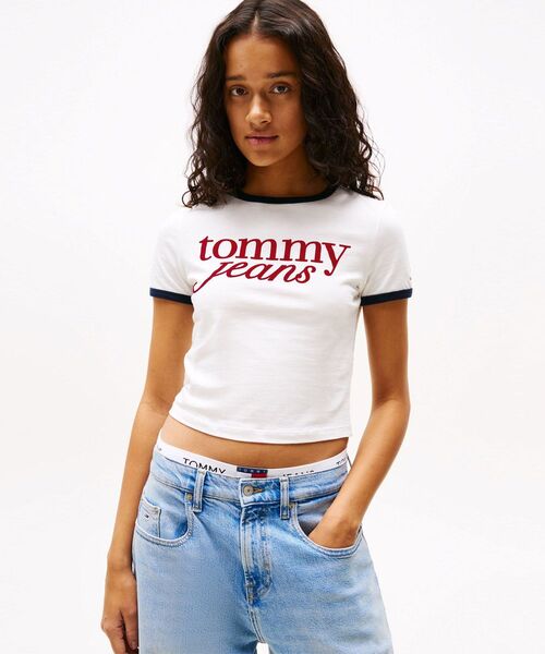 tシャツ スリムスクリプトリンガーTシャツ レディース