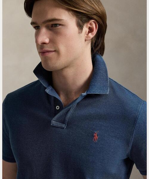 USA製 Polo by Ralph Lauren ポロシャツ インディゴ M POLO RALPH LAUREN ポロシャツ カスタム スリム フィット