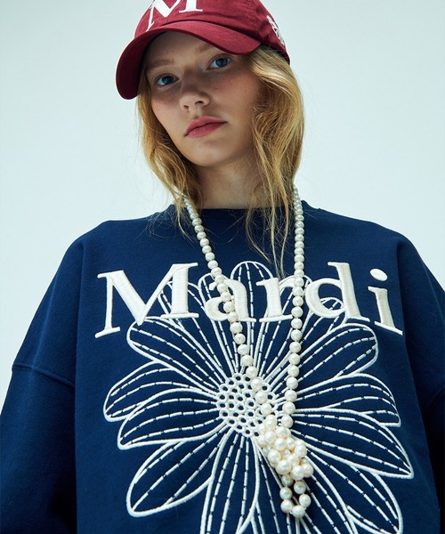 「Mardi Mercredi」 スウェットカットソー FREE ネイビー×ホワイト レディース
