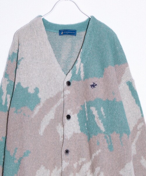 「BEVERLY HILLS POLO CLUB」 ニットカーディガン M チャコールグレー メンズ_画像7