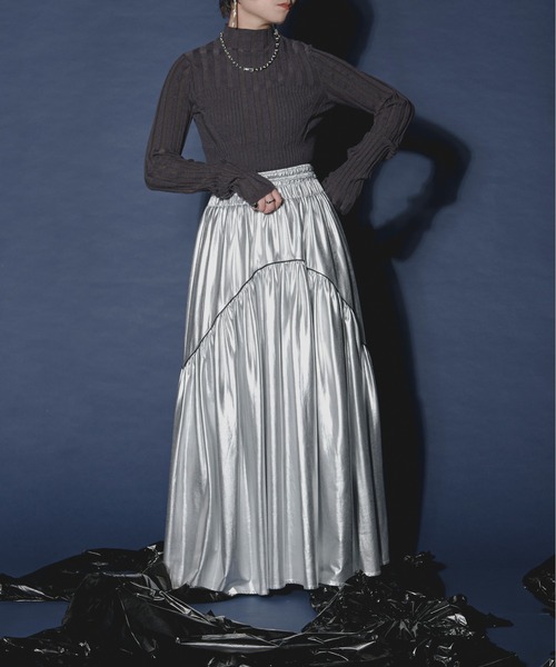 「Ezick」 タートルネックニット FREE チャコールグレー レディース_画像5