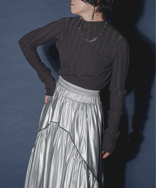 「Ezick」 タートルネックニット FREE チャコールグレー レディース_画像8