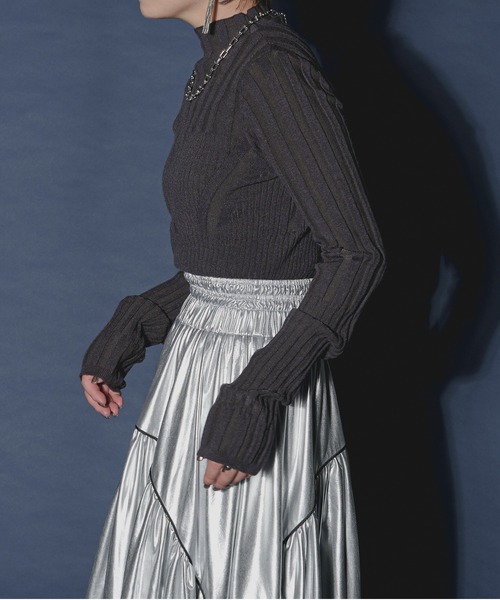 「Ezick」 タートルネックニット FREE チャコールグレー レディース_画像9