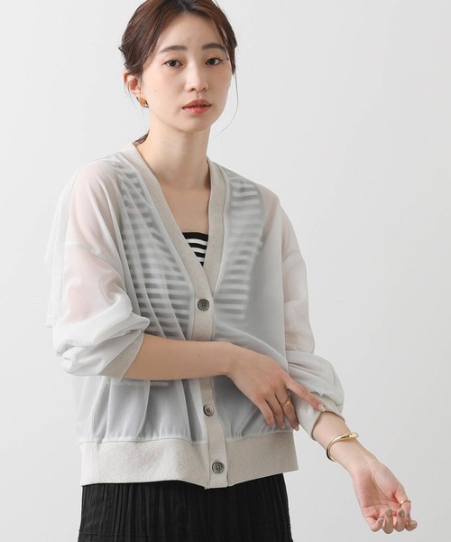 輝く高品質な Gready Brilliant シアーバックティアードVネック カーディガン トップス