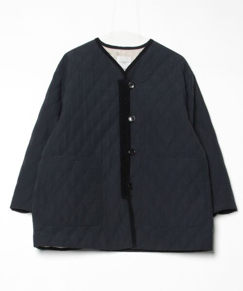 IENA」 ノーカラーコート 36 ネイビー レディース 追加》MANTECO ノー 