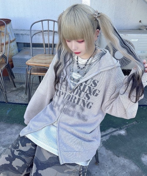 XU メッシュトップス ダブルジップパーカー　ユニセックス XU】mesh zip hoodie / 【エックスユー】メッシュジップパーカー