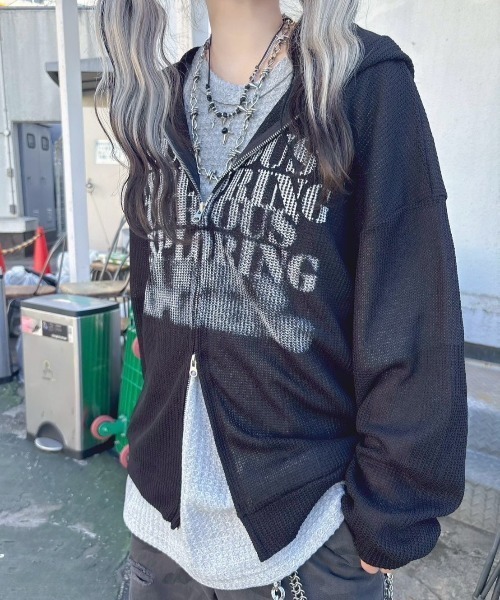 XU メッシュトップス ダブルジップパーカー　ユニセックス XU】mesh zip hoodie / 【エックスユー】メッシュジップパーカー