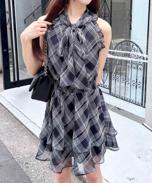 【ちょこ】アメスリミニワンピース ストラップ付アメスリシフォンミニワンピース | レディース