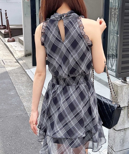 アメスリミニワンピースドット INGNI ワンピース 2Wayリボンアメスリフリルミニワンピース