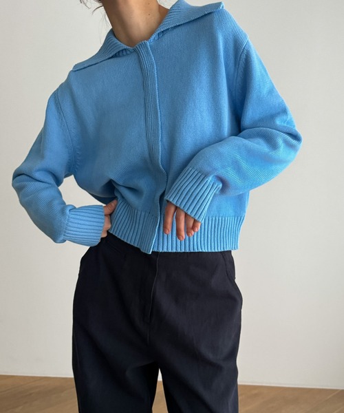 「CANAL JEAN」 ニットカーディガン ONE SIZE サックスブルー レディース