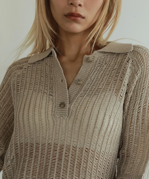 anuke ニット セーター Mesh Polo Knit レディース : ZOZOTOWN