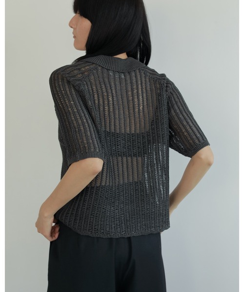 即納【anuke】Mesh Polo Knit チャコール anuke ニット セーター Mesh Polo Knit レディース : ZOZOTOWN