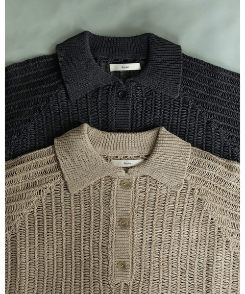 即納【anuke】Mesh Polo Knit　チャコール anuke ニット セーター Mesh Polo Knit レディース : ZOZOTOWN