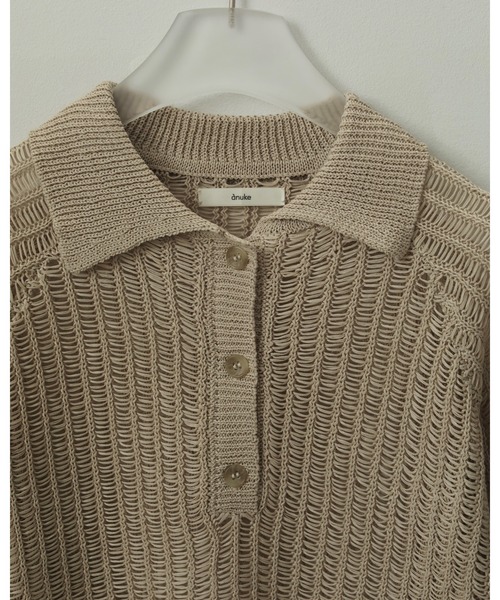 即納【anuke】Mesh Polo Knit　チャコール ▪︎new item◾︎ anuke Mesh Polo Knit ¥ 13,200-(tax in