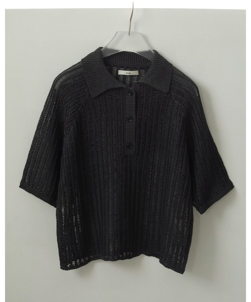 即納【anuke】Mesh Polo Knit　チャコール anuke ニット セーター Mesh Polo Knit レディース : ZOZOTOWN