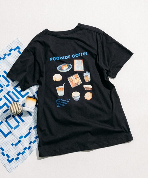 tシャツ 別注 POOLSIDE COFFEE フード バックプリントTシャツ/プールサイドコーヒー レディース