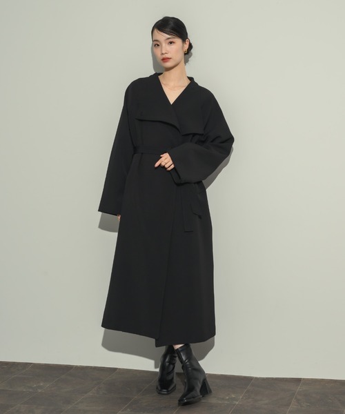 新品 ドレープロングダウンコート NEUNA（ヌナ） ノーカラーコート コート ドレープロングコート