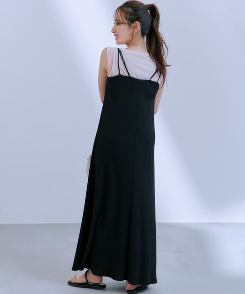 COHINA　バッククロスリボンキャミワンピース　FREE ブラック COHINA（コヒナ） ワンピース カップ付きキャミワンピース 「低身長