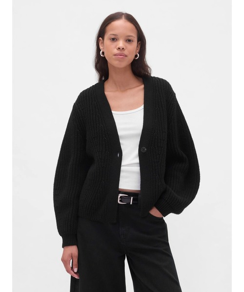 H529 M ヨーガンレール リブニット ブラック カーディガン レディース H529 M ヨーガンレール リブニット ブラック カーディガン