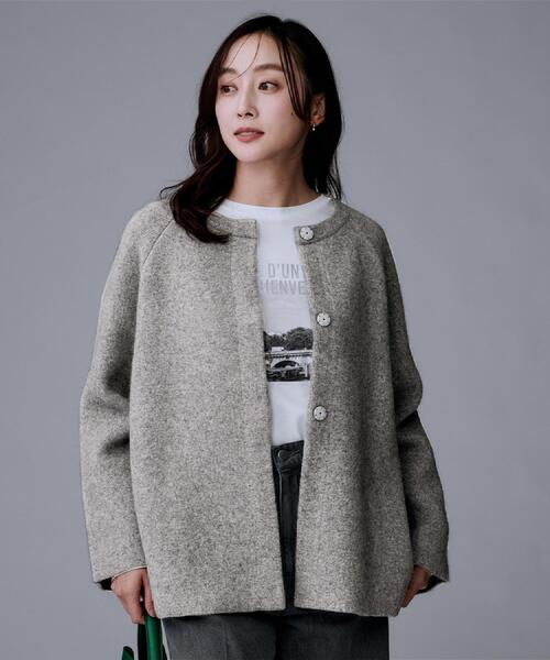 Vネック ニットコート コーディガン カーディガン ミドル丈 UNTITLED（アンタイトル） カーディガン 「軽アウター/ミドル丈