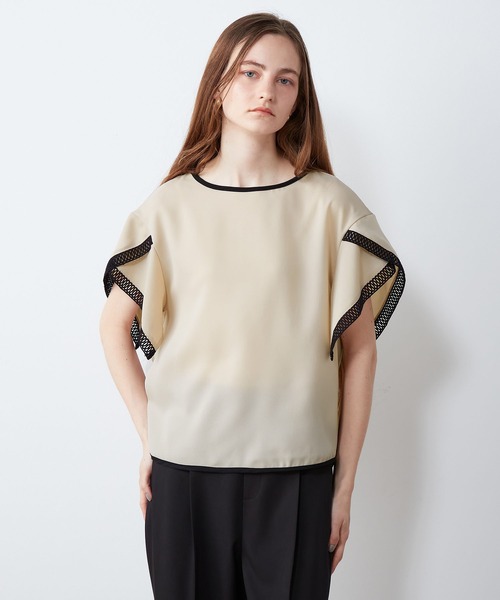 「LE SOUK HOLIDAY」 半袖ブラウス L ベージュ レディース_画像2