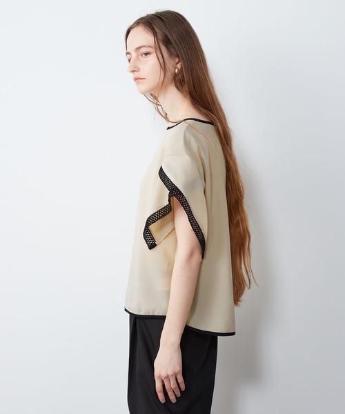 「LE SOUK HOLIDAY」 半袖ブラウス L ベージュ レディース_画像4