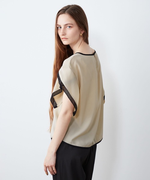 「LE SOUK HOLIDAY」 半袖ブラウス L ベージュ レディース_画像6