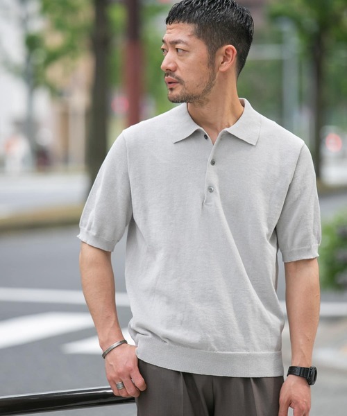 「URBAN RESEARCH ROSSO MEN」 半袖ニット MEDIUM チャコールグレー メンズ_画像3