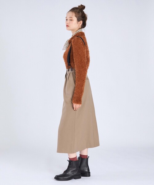 フランス製 old agnes b. リネンロングスカート 朱色 イージーパンツ To b. by agnes ロング スカート 「Outlet」ウール調 サスペンダー