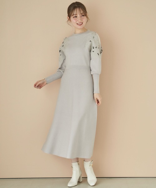 「NOELA」 ニットワンピース フリー ネイビー レディース_画像3