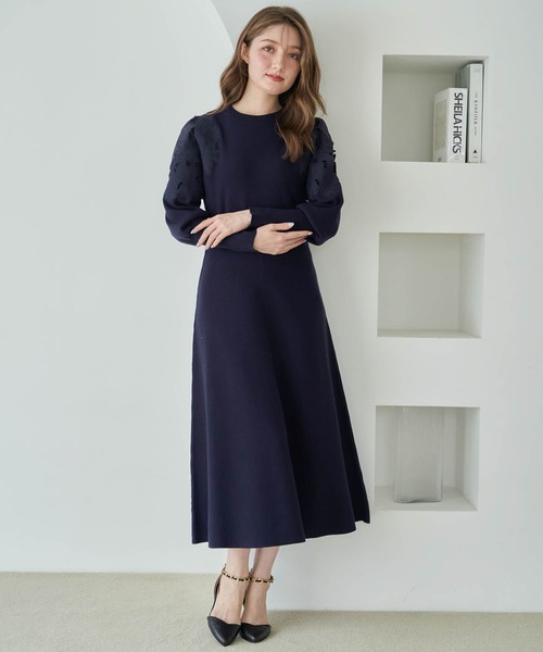 「NOELA」 ニットワンピース フリー ネイビー レディース_画像9
