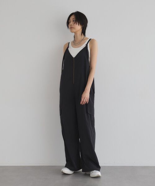 サロペット オーバーオール フロントファスナーオールインワン