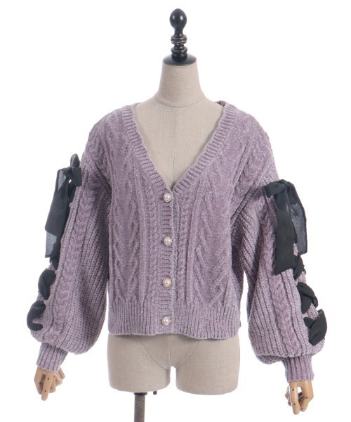 axes femme POETIQUE カーディガン レースアップモールニット