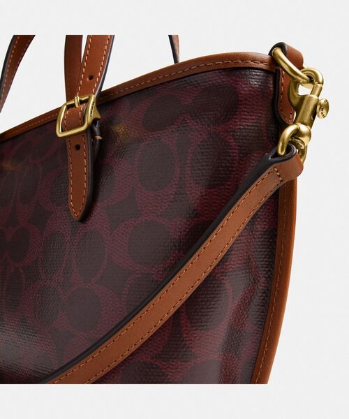 未使用級✨COACH ハンドバッグ シグネチャー ブラウン レザー キャンバス COACH（コーチ） ショルダーバッグ バッグ タクシー トート バッグ 21