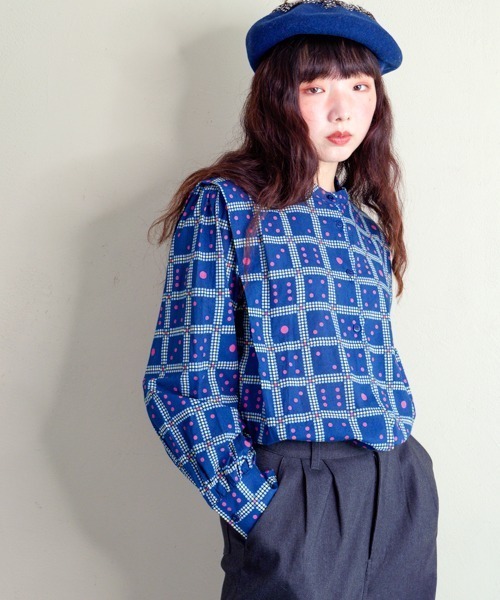 kilki ブラウス　ブラードプレイド 個性的　チェック　半袖　シャツ　ブルー kilki（キルキー） ブラウス シャツ 「 」 ブラウス ダイスチェック