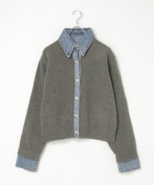 【極美品】DIESEL ニットカーディガン デニムドッキングジャケット カーディガン デニムドッキングニットカーディガン レディース