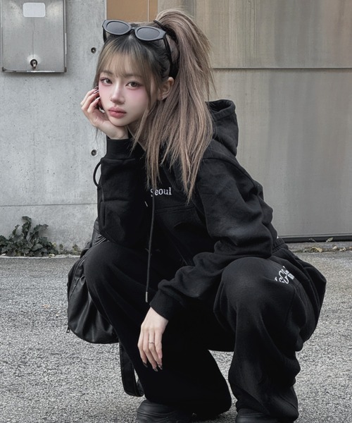 KsG セットアップ クロップドダブルジップダメージセットアップ