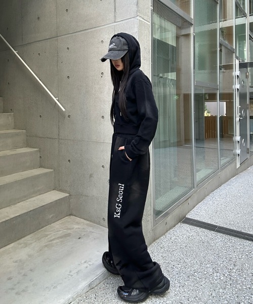 KsG セットアップ クロップドダブルジップダメージセットアップ