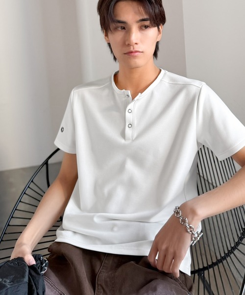 Classical Origin ヘンリーネック tシャツ 「接触冷感機能付き」肩