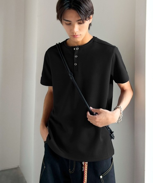 Classical Origin ヘンリーネック tシャツ 「接触冷感機能付き」肩