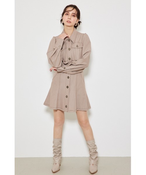 rienda 「rienda」 長袖ワンピース SMALL ダークグレー レディース