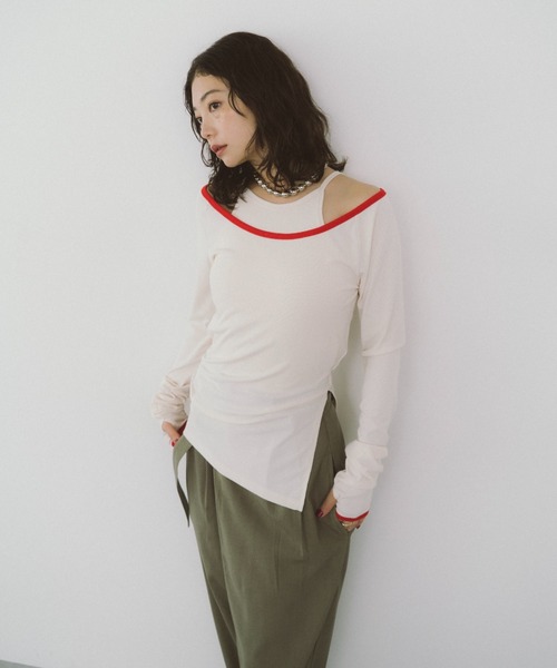 「HANNE」 長袖カットソー FREE ネイビー レディース_画像7