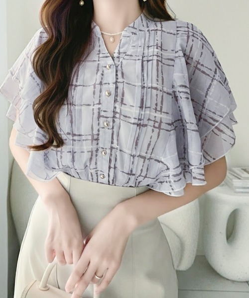 mily bilet ブラウス シャツ 「mily bilet」大人のスパイスをこの1枚で Stola. 大人チェック柄フリルシャツ