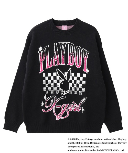 エックスガール × プレイボーイ ジャガードニット セーター 長袖  OS PLAYBOY（プレイボーイ） ニット セーター × X-girl JACQUARD KNIT TOP