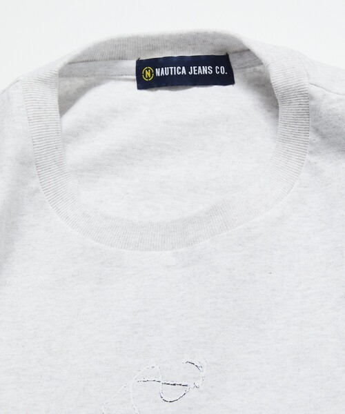 「NAUTICA JEANS」 半袖Tシャツ LARGE ライトグレー メンズ_画像3