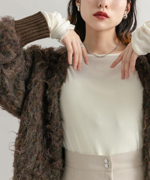 「KBF」 長袖カットソー ONE ブラウン レディース_画像4