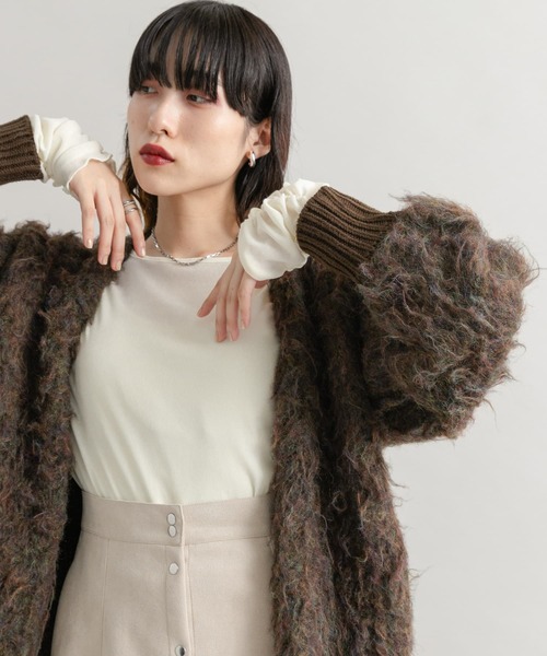 「KBF」 長袖カットソー ONE ブラウン レディース_画像6