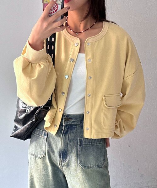 CIAOPANIC（チャオパニック） tシャツ ハートボタン配色ステッチ