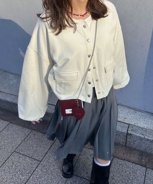 CIAOPANIC（チャオパニック） tシャツ ハートボタン配色ステッチ